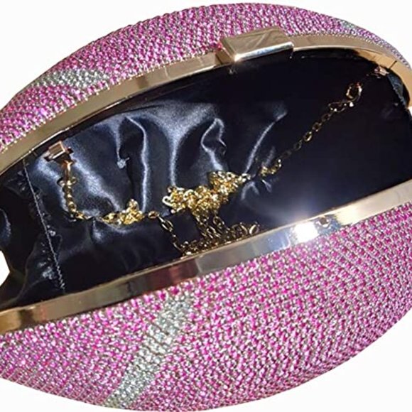 Bags Pink Football Shaped Purse Rhinestone Crystal Evening Bag Clutch Super Bowl Poshmark